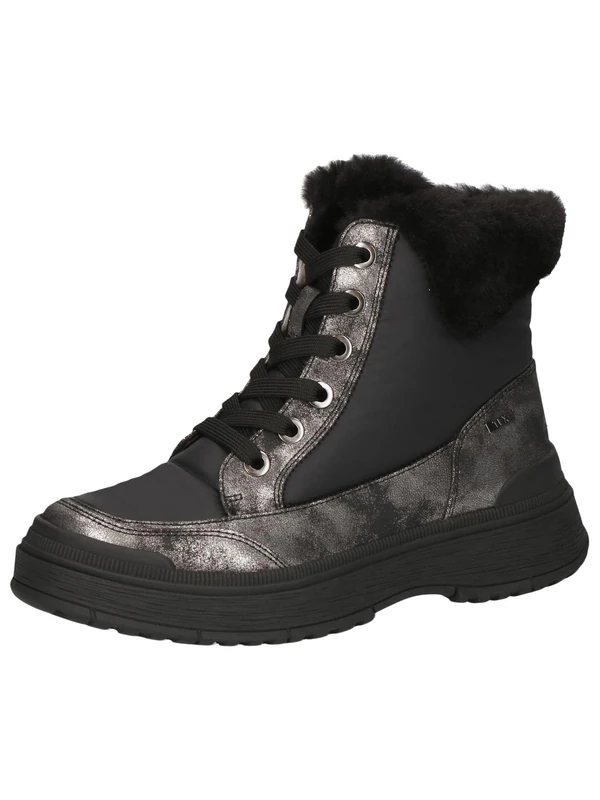 CAPRICE Women's Vegan Water-Repellent Lace-Up Ankle Boots, Black (Black Comb), 36.5 EU