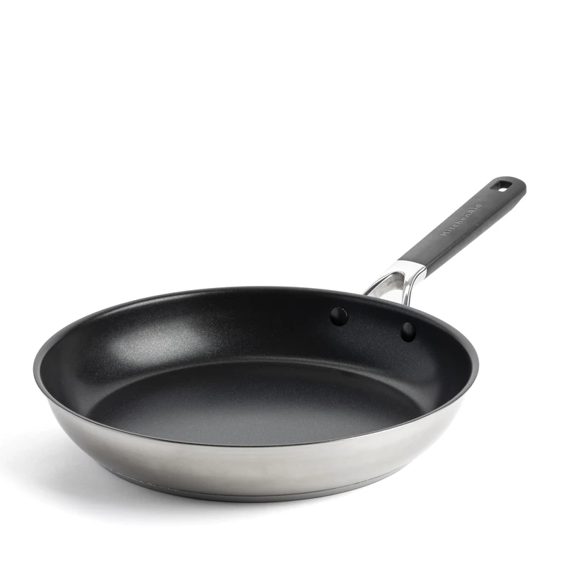 KitchenAid Classic Stainless Steel PFAS-Free Healthy Ceramic Non-Stick 30 cm Frying Pan Skillet, Clad, Induction, Stay-Cool Handle, Oven Safe up to 160°C, Silver - Image 1