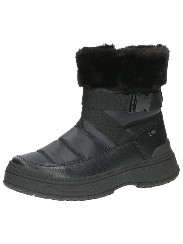 CAPRICE women's winter boots flat vegan water-repellent, Black (Black Comb), 6.5 UK