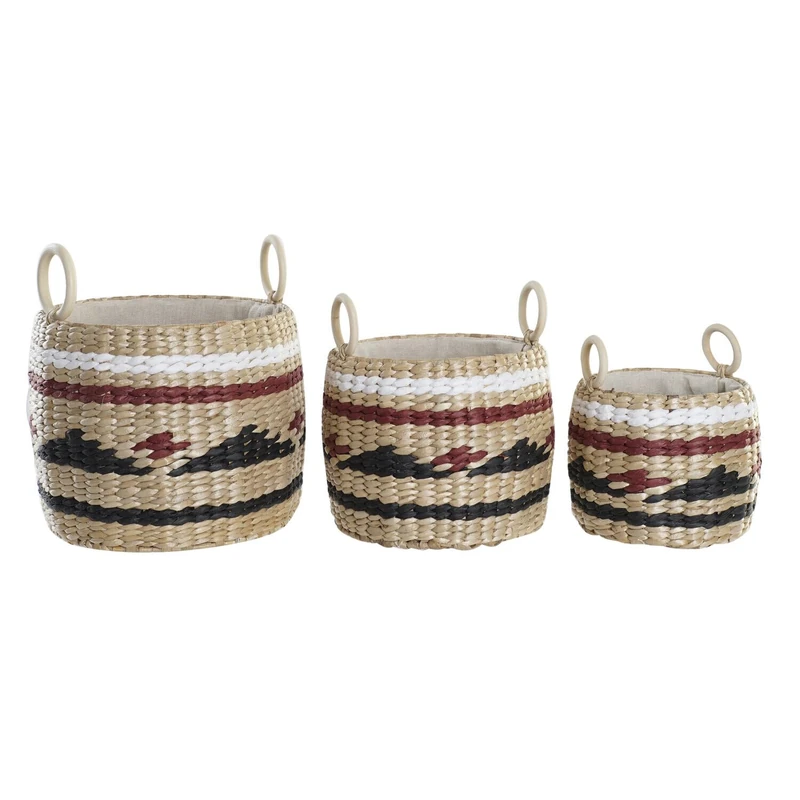 AlexandreHouse Basket Set of 3 Natural Fibre 30 x 30 x 25 cm