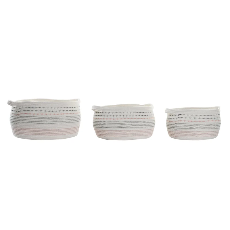 AlexandreHouse Algodon Basket Set of 3 52 x 43 x 25 cm White