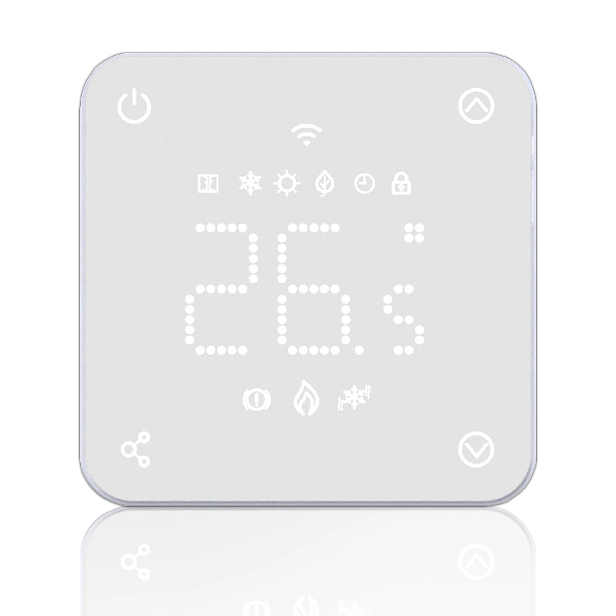 Lowenergie Smart WiFi Programmable Thermostat for Underfloor Electric Heating – 16A Load, Sensor Cable, Touchscreen Control, 7-Day Scheduling, Energy-Saving Modes, Alexa & Google Compatible
