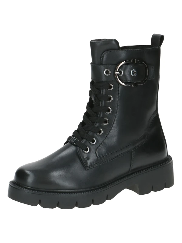 CAPRICE Women's leather lace-up winter ankle boots with buckle, Black (Black Nappa), 4 UK - Image 1