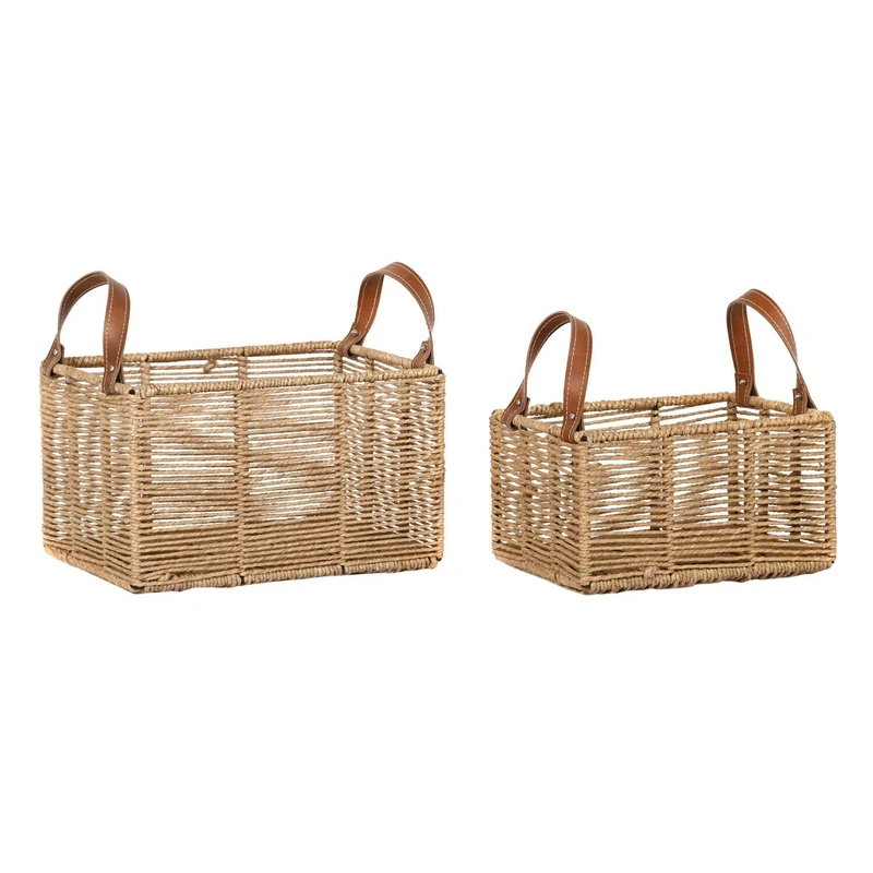 Basket Set of 2 Metal Cuerda 36X27X33 Brown