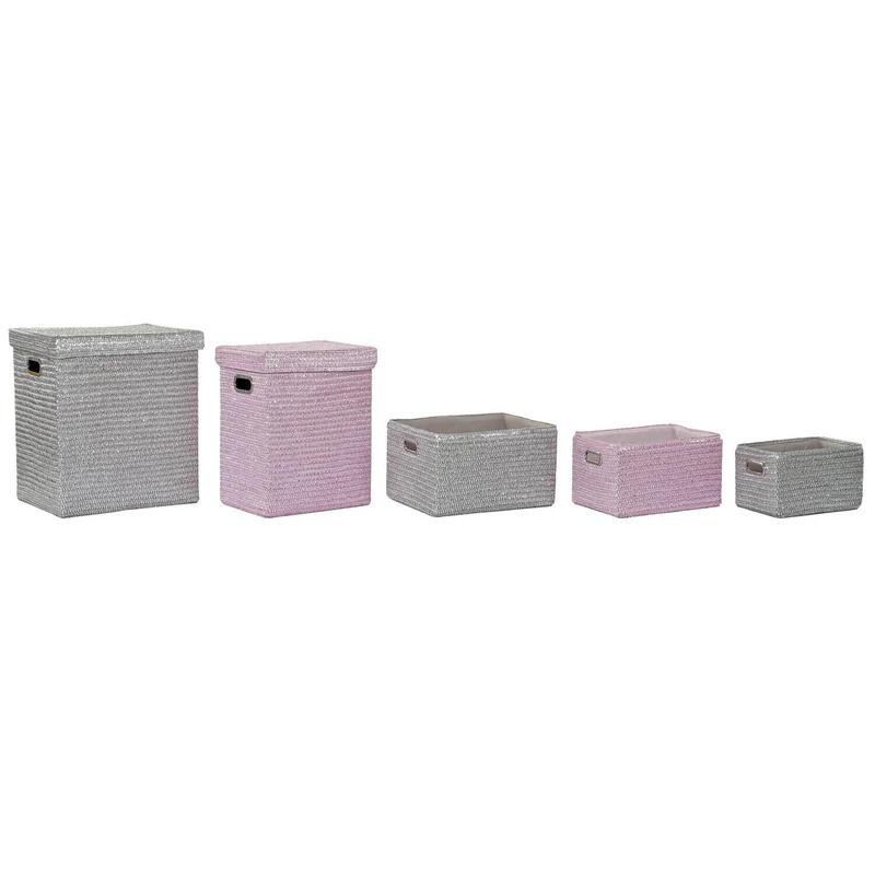 Basket Set of 5 PP 44X36X50 Pink