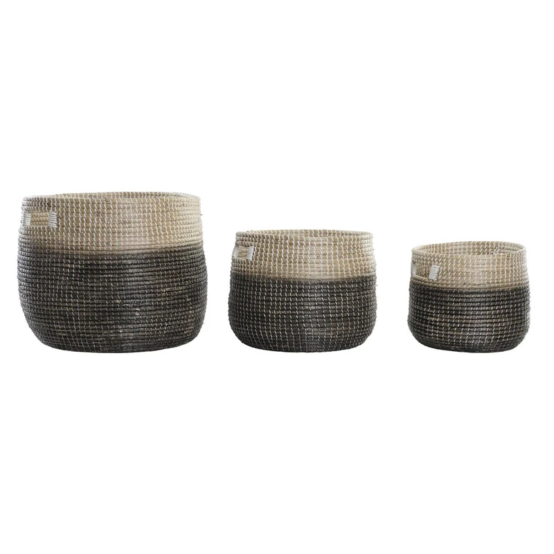 Basket Set of 3 Seagrass 43 x 43 x 39 cm Natural