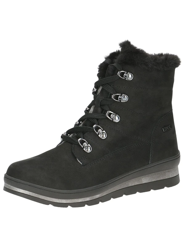 CAPRICE Women's lace-up ankle boots lined water-repellent, Black (Black Nubuc), 5 UK