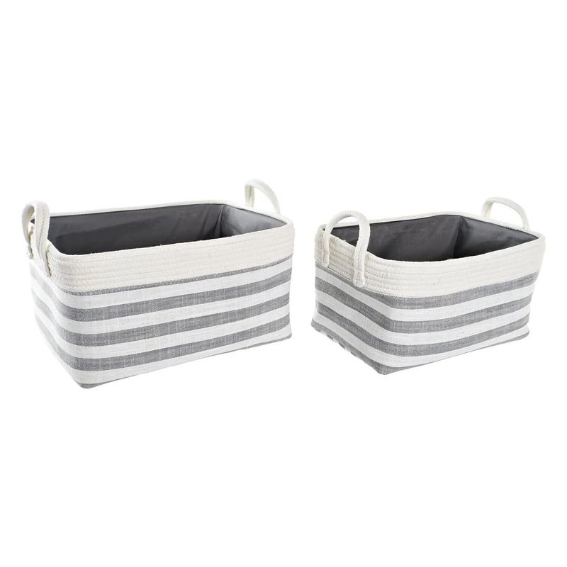 AlexandreHouse Basket Set of 2 Algodon 40 x 30 x 23 cm Grey