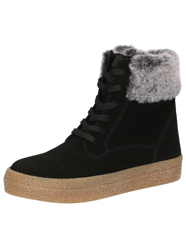 Caprice Women's high-top sneakers lined lace-up comfortable, Black (Black Suede), 8 UK - Image 1
