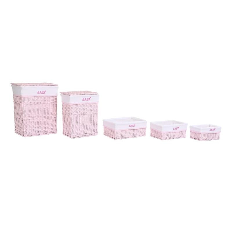 AlexandreHouse Rome Basket Set of 5 Polyester 44 x 34 x 56 cm Pink