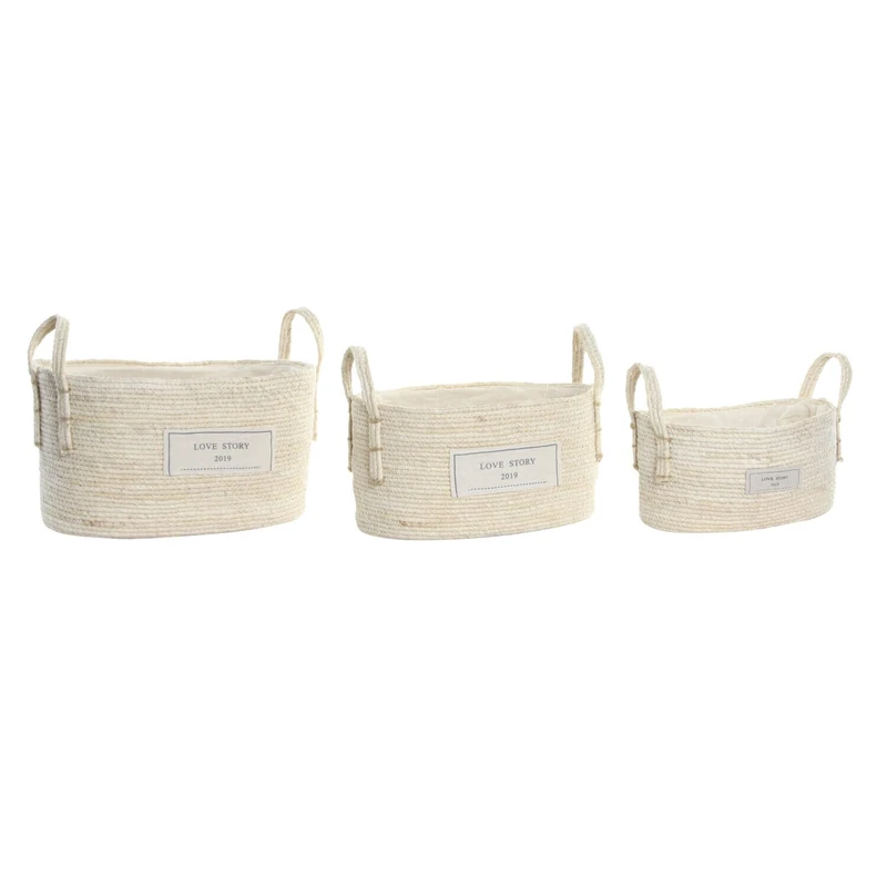 AlexandreHouse Basket Set of 3 Algodon Fibres 34 x 23 x 20 cm Natural