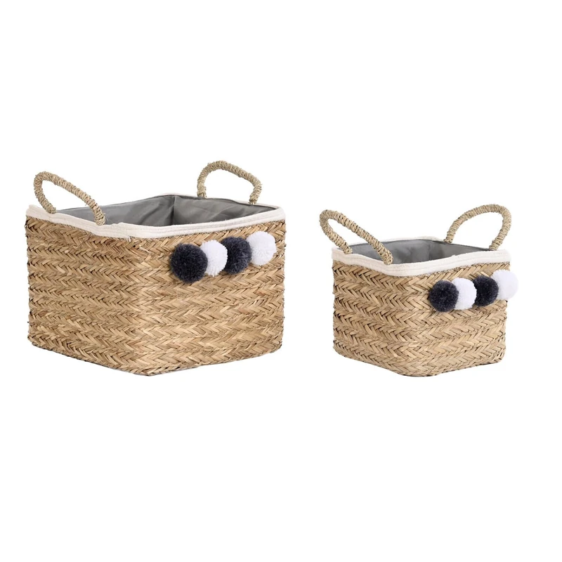 AlexandreHouse Basket Set of 2 Algodon Fibres 33 x 33 x 25 cm Natural - Image 1