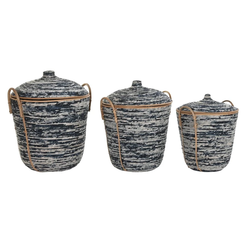 AlexandreHouse Basket Set of 3 Rat 56 x 51 x 62 cm Black - Image 1