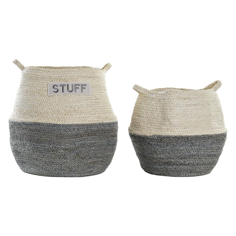 Basket Set of 2 Mayz Fibre 40 x 40 x 38 cm Grey