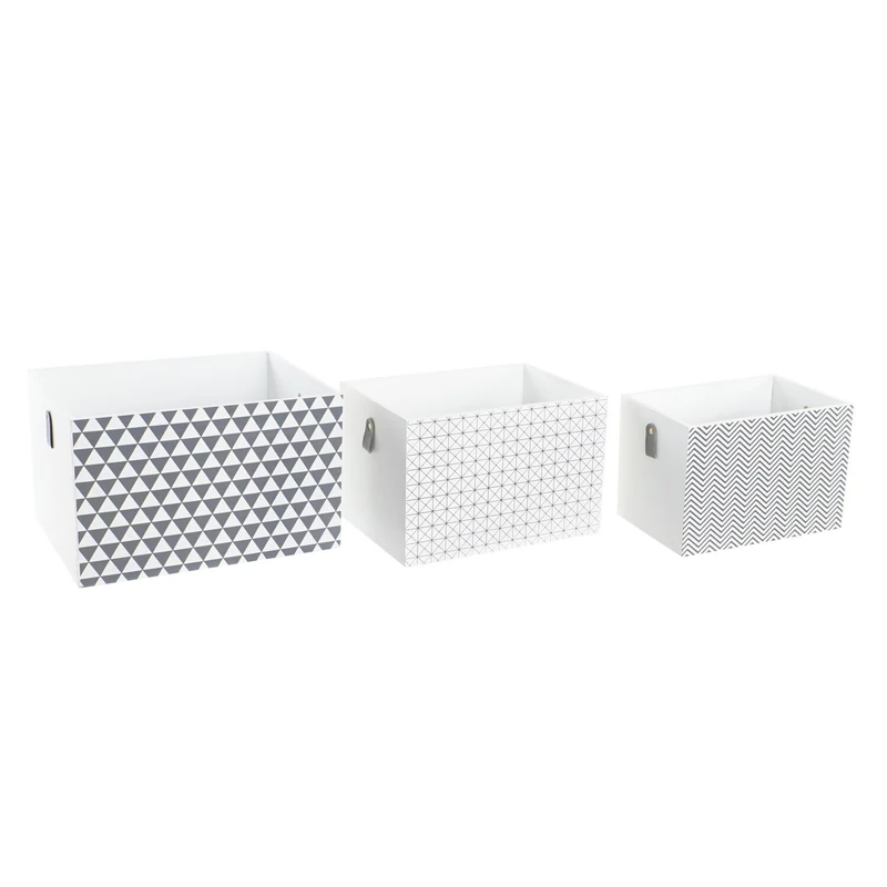 AlexandreHouse CAJA Set of 3 Paulownia 37 x 28 x 23 cm Blue