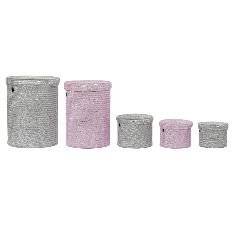 Basket Set of 5 PP 42X42X52.5 Pink