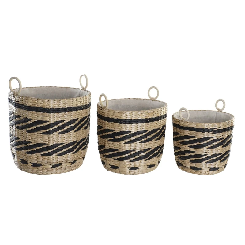 AlexandreHouse Basket Set of 3 Polyester Fibres 38 x 38 x 36 cm Natural