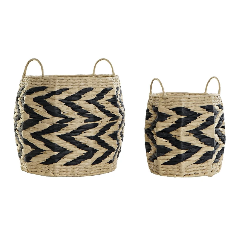 Basket Set of 2 Fibre 30 x 30 x 30 cm Natural Brown Claro