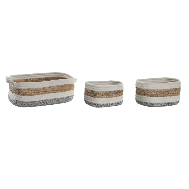 AlexandreHouse Basket Set of 3 Algodon Fibre 33 x 23 x 13 cm Blue