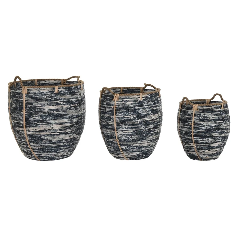 Basket Set of 3 Rat 52 x 52 x 60 cm Black