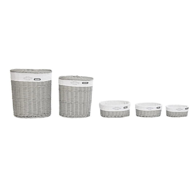 AlexandreHouse Rome Basket Set of 5 Polyester 52 x 38 x 57 cm Grey