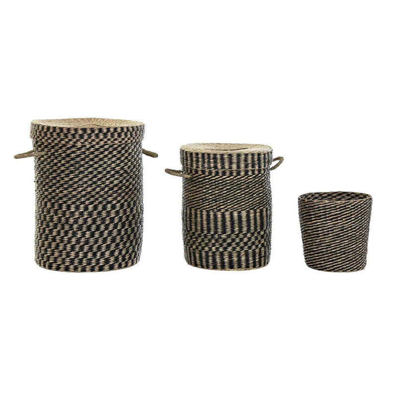 Basket Set of 3 Fibre 45 x 45 x 56 cm Natural