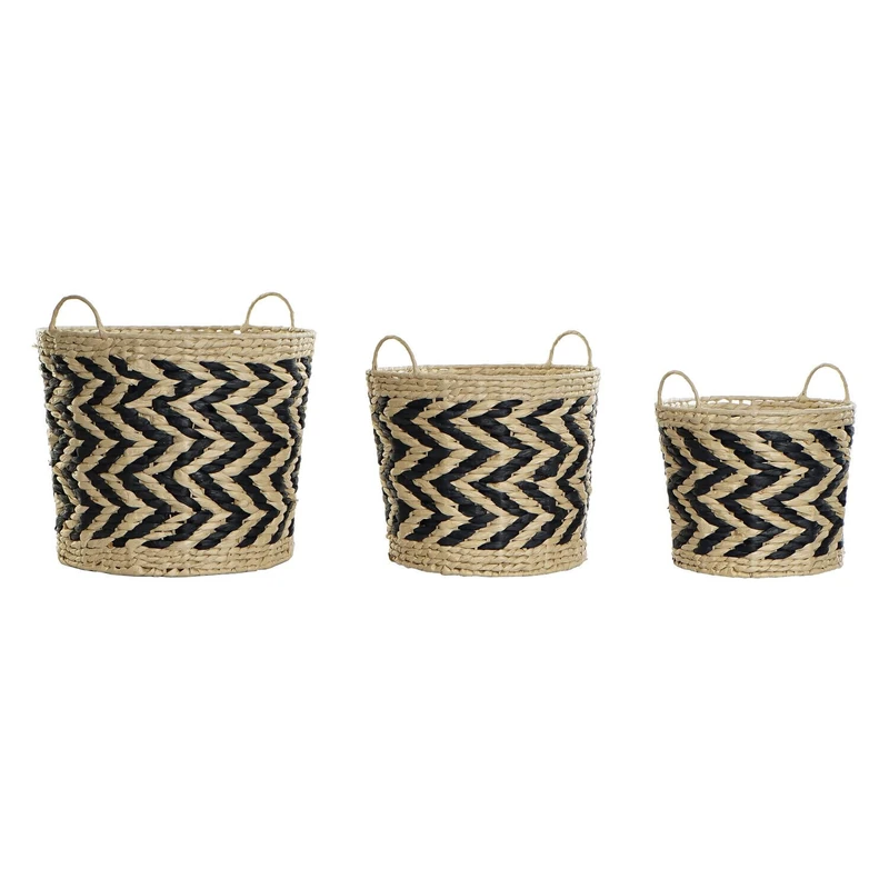 Basket Set of 3 Fibre 40 x 40 x 35 cm Natural Brown Claro