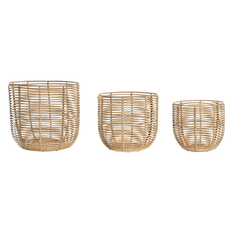 Basket Set of 3 PP Metal 36 x 36 x 32 cm Natural