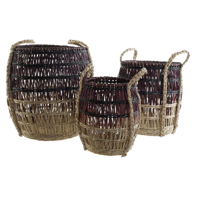 Basket Set of 3 Seagrass, 39 x 39 x 41 cm, Natural Lilac - Image 1