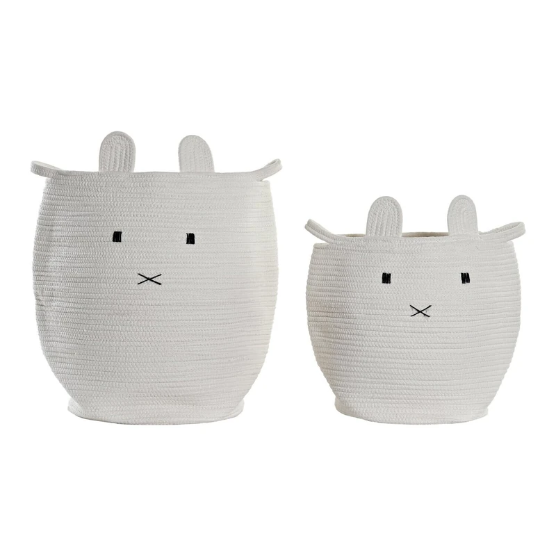 Set of 2 Algodon Basket 35 x 35 x 49 cm White