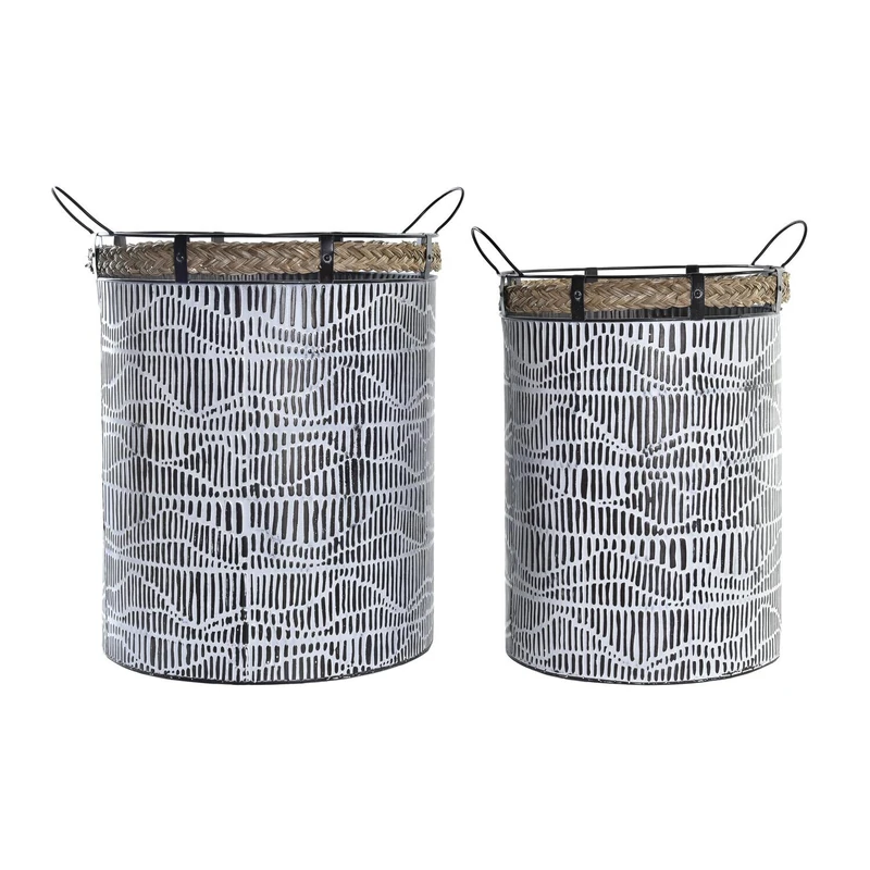 AlexandreHouse Basket Set of 2 Hierro Cuerda 52X42X58 White - Image 1