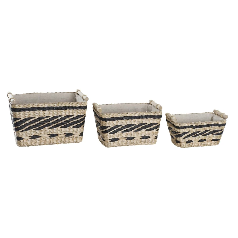 Basket Set of 3 Polyester Fibres 38 x 26 x 24 cm Natural