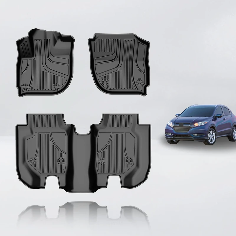Floor Mats Fit for Honda HR-V HRV 2016-2022 - Front and Rear Row Liner Automotive Floor Mats - All-Weather Protection TPE Car Floor Liners HRV Accessories Black