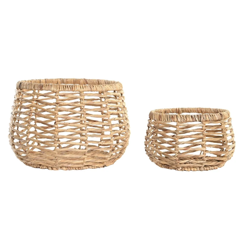 Basket Set of 2 Fibre 48 x 48 x 33 cm Natural