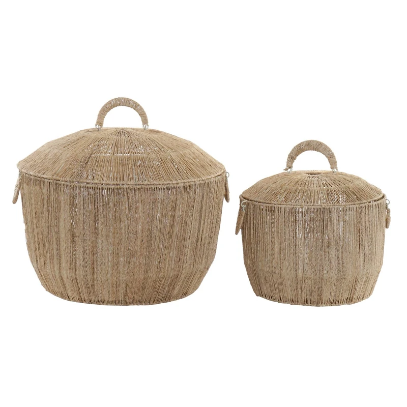 Set of 2 Yute Metal Baskets 51X51X48 Tapa Natural - Image 1