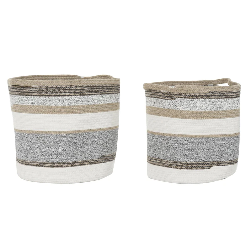 Basket Set of 2 Algodon Yute 40 x 40 x 40 cm Grey - Image 1