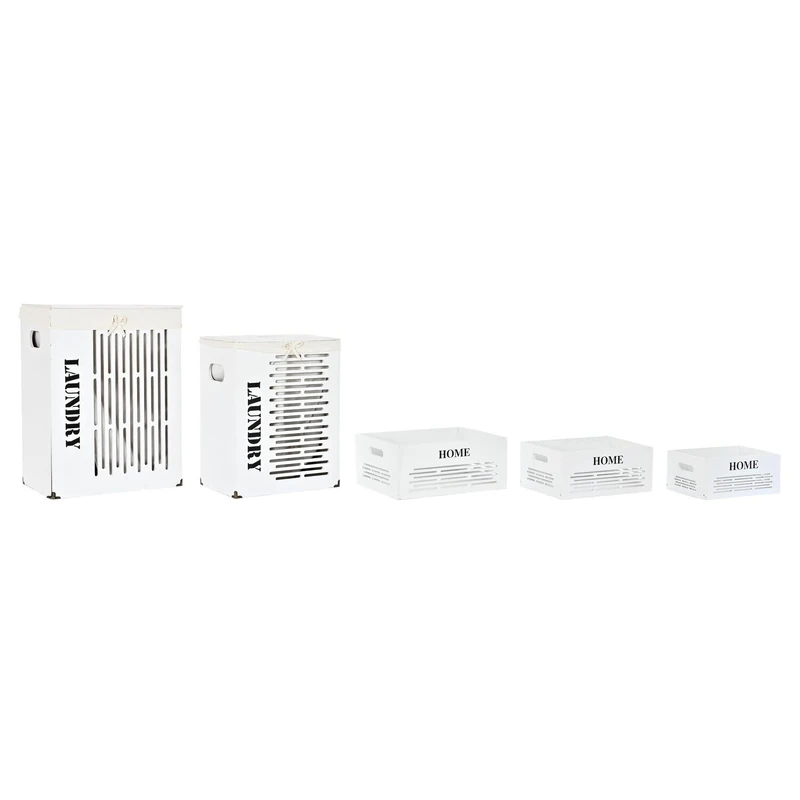 Rome Basket Set of 5 MDF Polyester 40 x 30 x 56 cm White - Image 1