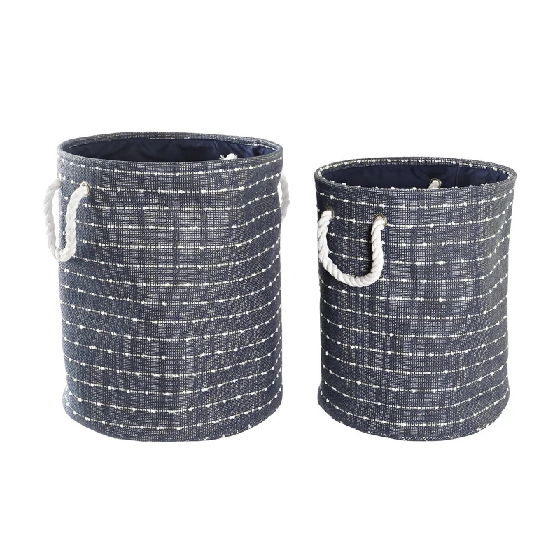 Basket Set of 2 Polyester 38X38X47 Marine Blue - Image 1