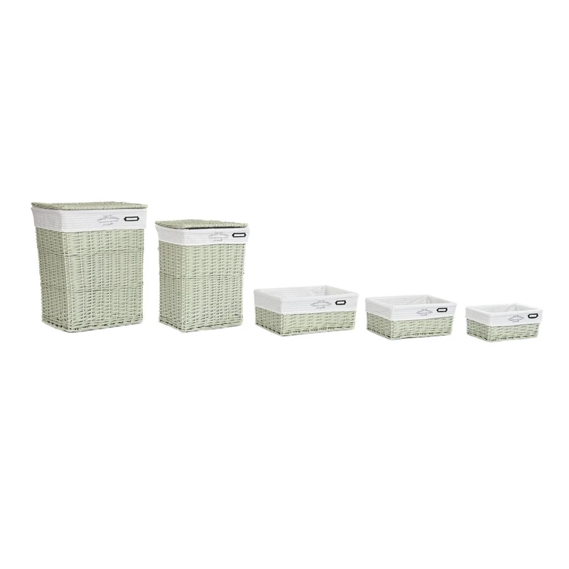 AlexandreHouse Rome Basket Set of 5 Polyester 44 x 34 x 56 cm Green