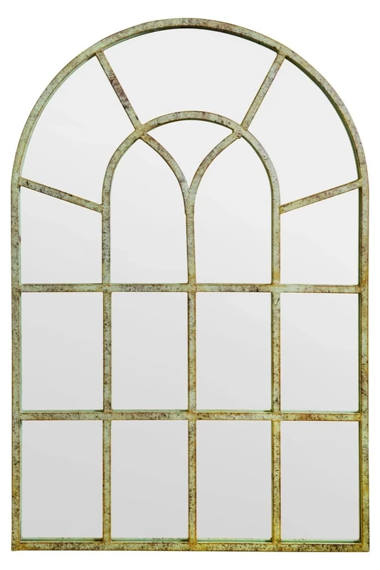 MirrorOutlet The Kirkby - Rustic Metal Framed Gothic Arched Wall Mirror 36" X 24" (90CM X 60CM) Glass Mirror with Black All weather Backing, Bronze