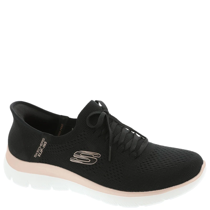 Skechers Women's Summits Night Chic Hands Free Slip-ins Sneaker, Bkrg=Black/Rose Gold, 9