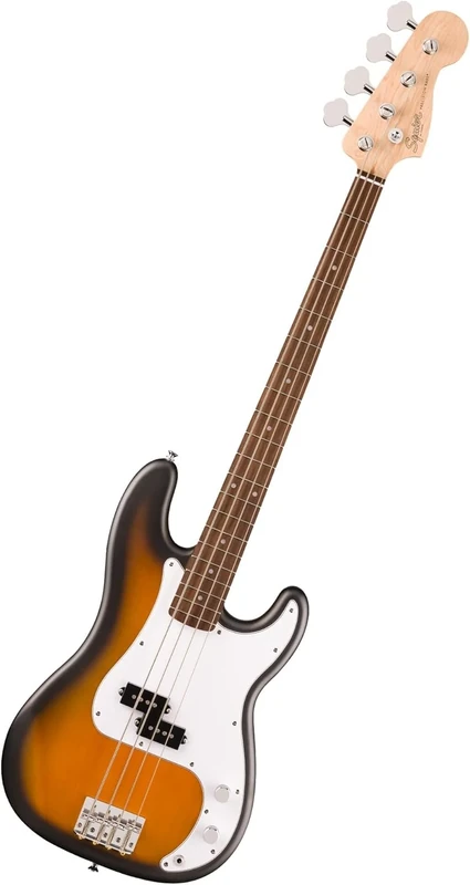 Squier by Fender Debut Collection Precision Bass Guitar, Laurel Fingerboard, White Pickguard, 2-Colour Sunburst