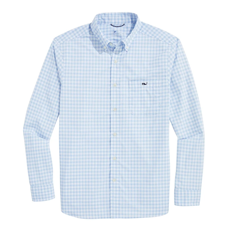Vineyard Vines Men's On-The-go Nylon Gingham Shirt, Jake Blue Plaid, S