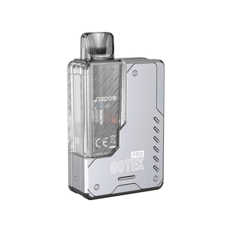 Aspire Gotek Pro Vaping Kit, Premium, Compact, Superior Performance, Improved Battery Life, 2mL, Refillable, Rechargable, E Cigarette, E Cig, Aspire Vaping, Starter Kit, No Nicotine (Silver)