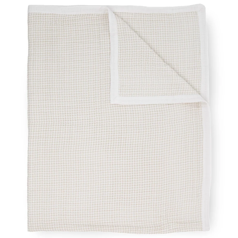 ZEYUMEE Little Unicorn | Tan Gingham Cotton Muslin X-Large Blanket | 100% Cotton | Super Soft | Toddlers & Adults | 60" x 72" | Unisex