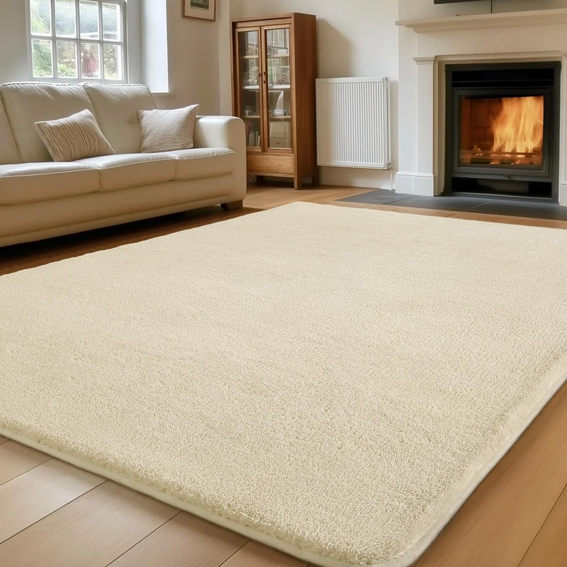 Sour Lemon Carpet Rugs Living Room Large 200x300, Milky White Rug for Bedroom Washable Area Rug Anti Slip Fluffy Rug Shaggy Cream Carpets Extra Large Rugs for Living Room Kids Room