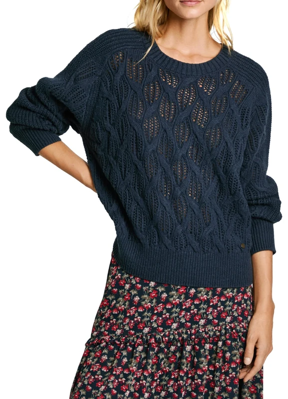 Pepe Jeans Women's Hedra Crew, Knitwear, Blue, L