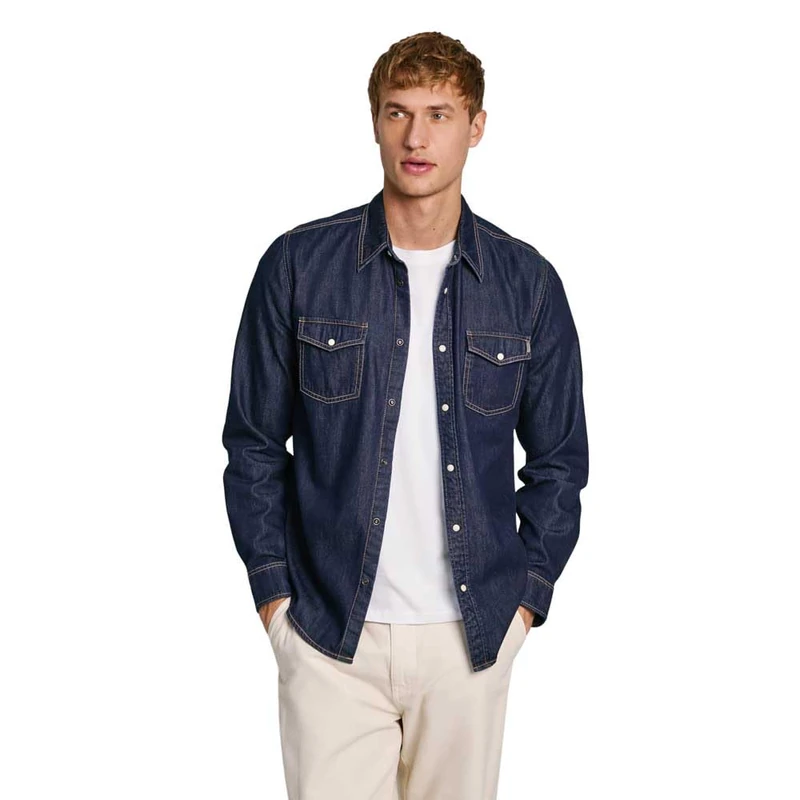 Pepe Jeans Men's Regular Shirt, Shirt, Blue, S