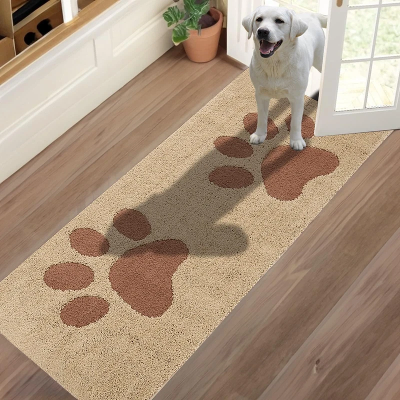 Oiilores Dirt Trapper Door Mat Indoor 80 x 178 cm, Non-Slip Washable Rug, Low-Profile Inside Doormats for Entryway, Super Absorbent Dog Mats for Muddy Paws, Beige