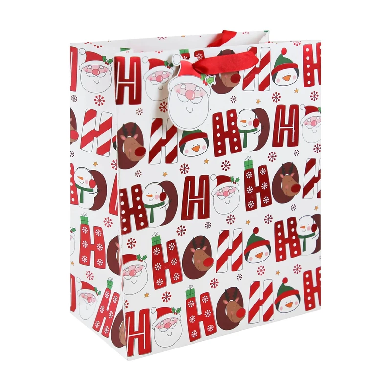 Clairefontaine X-34139-2C - A Set of 12 Excellia Gift Bags- Large Size - 26,5x14x33 cm - 210g - Motive : Hohoho, R&B - Ideal for : Board Games, Puzzles, Gifts